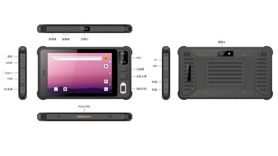 Exposição de 8 lêndeas do varredor HDMI 1000 de Mini Rugged Android Tablet da polegada 2D