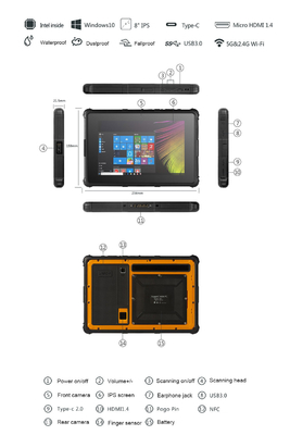 IP67 8 tela legível áspera do PC HD Sunglight da tabuleta da polegada 800×1280